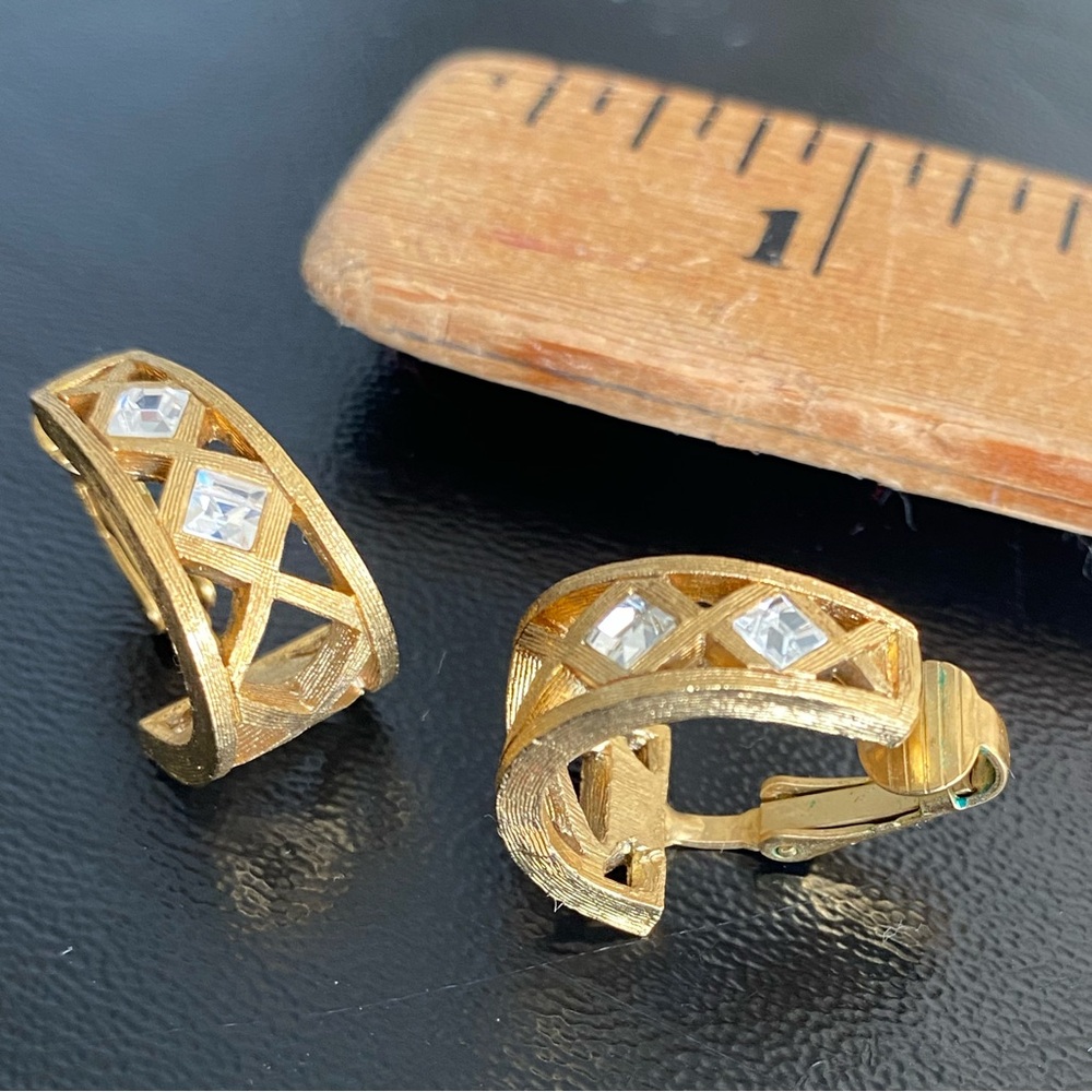 Givenchy Elegant Gold Clip-On Earrings with Crystal Accents